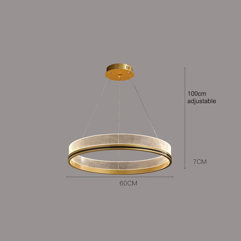 Modern Nordic Light Luxury Round Acrylic Ceiling Chandelier Bedroom Restaurant Hotel Lobby Cord Pendant Lighting