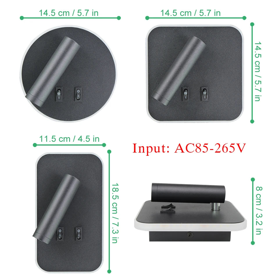Led wall lamps 3W reading light 7W backlight with switch wall light hotel bedside modern wall lamp bedroom study stair sconces