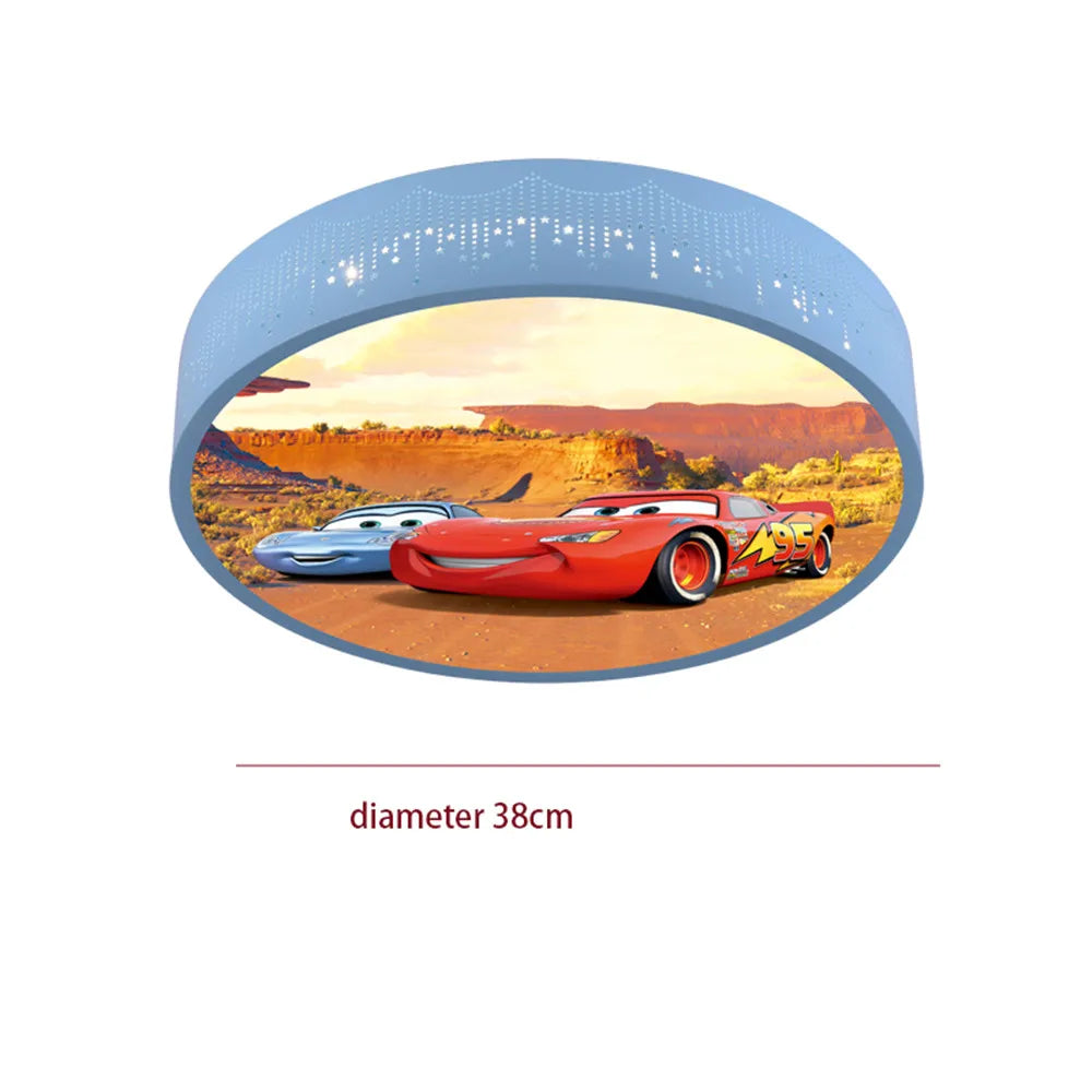 Cartoon Car Round LED Ceiling Light (Dimmable with Remote) - Modern Flush Mount Ceiling Lamp Fixture for Kids Bedroom, Nursery, Playroom & Corridor