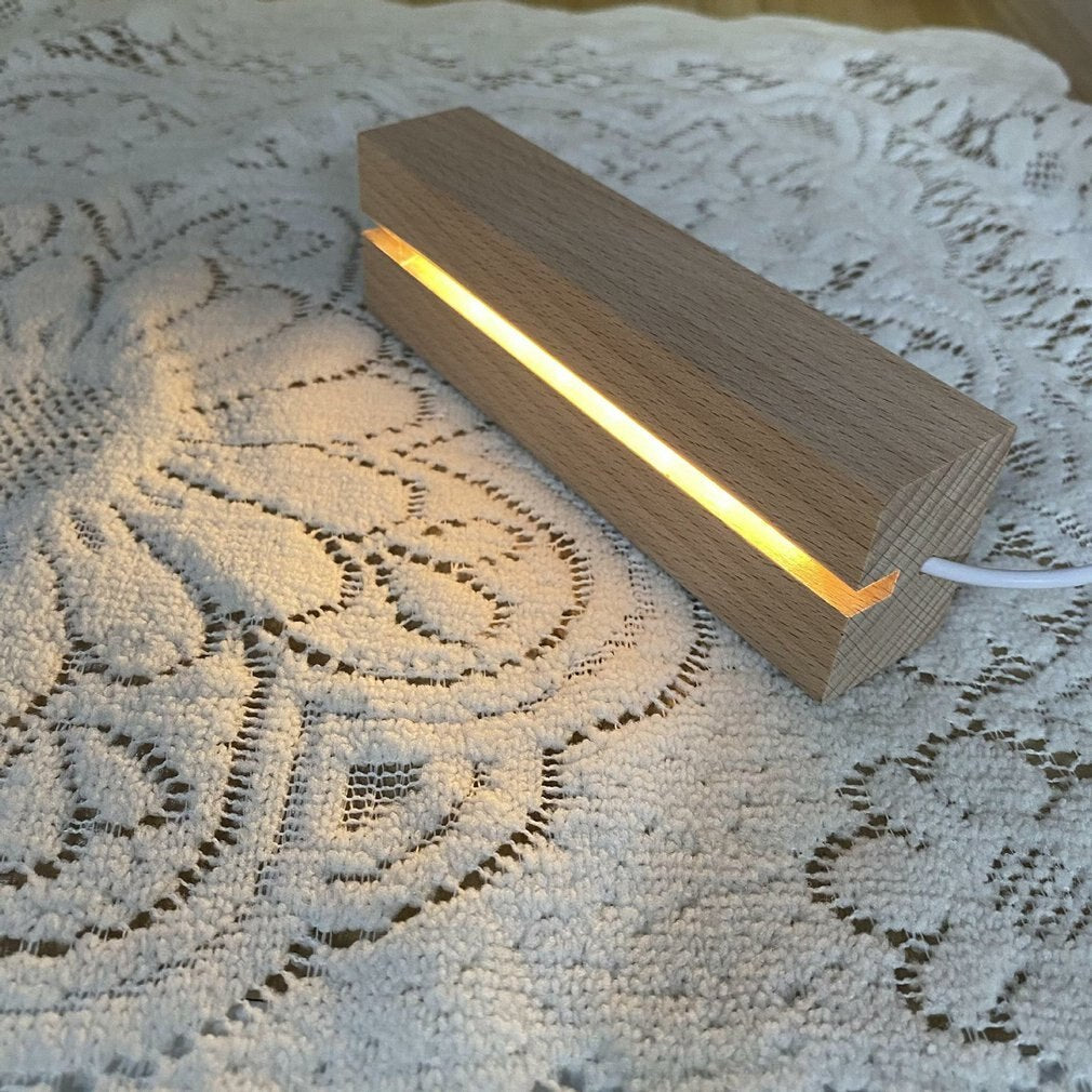 Hot Wooden Led Lamp Base USB Cable Switch Night Light 3D Led Night Lamp Base Long Acrylic DIY Wooden Lamp Base Top