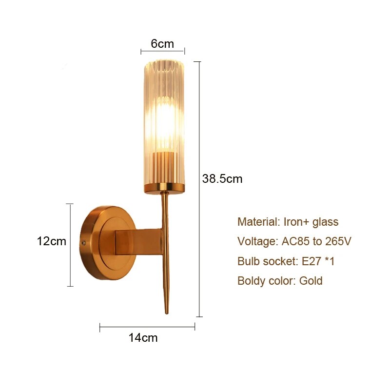 Europe Golden Wall Lamp Led 5W for Home Decor Bedroom Living Room Decoration Light Metal Glass Aisle Corridor Interior Sconce