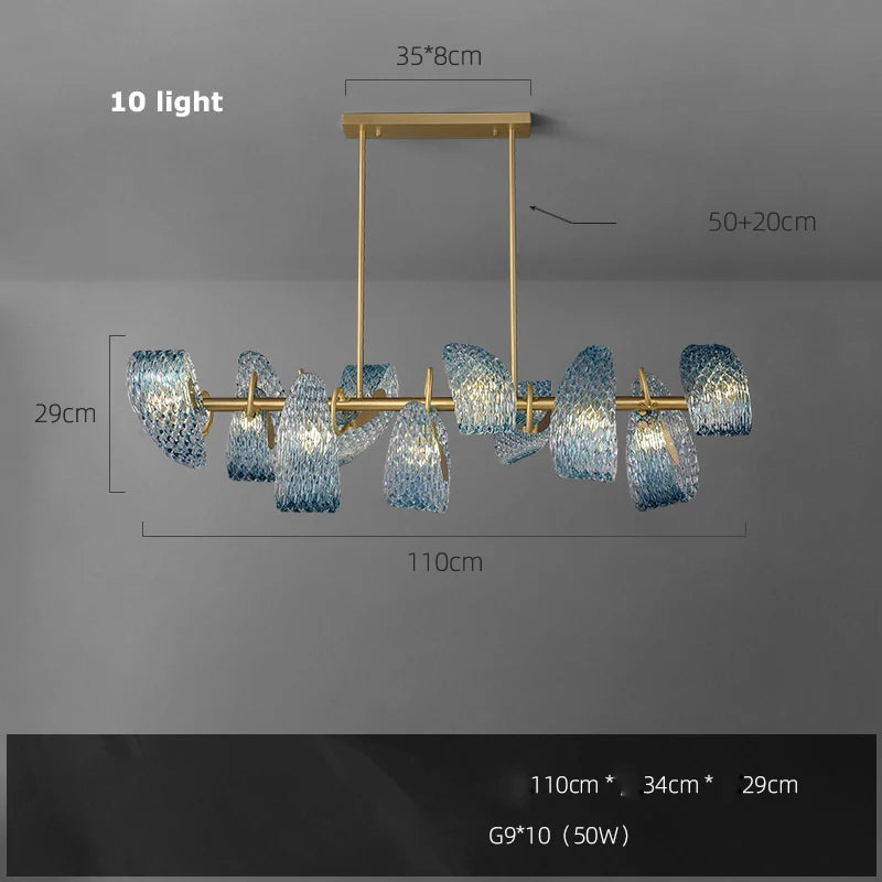 2026 Postmodern Copper Glass Chandelier - Blue Beauty Luxury Dining Room Light