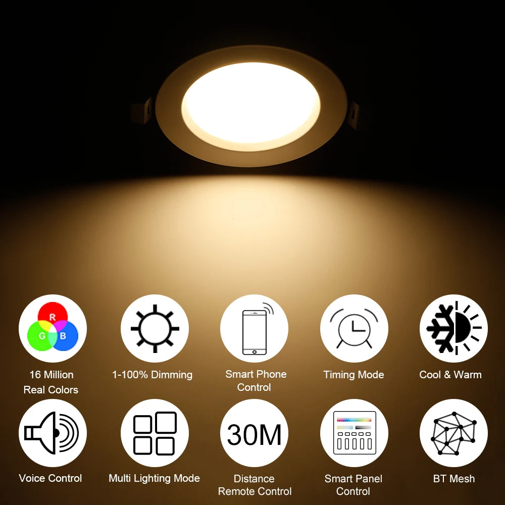 20X RGB Warm Cool White 3 in 1 LED Ceiling Lamp Down Light WIFI / Bluetooth Mesh /Touch Panel/APP/Voice Controller Timer Dimmer