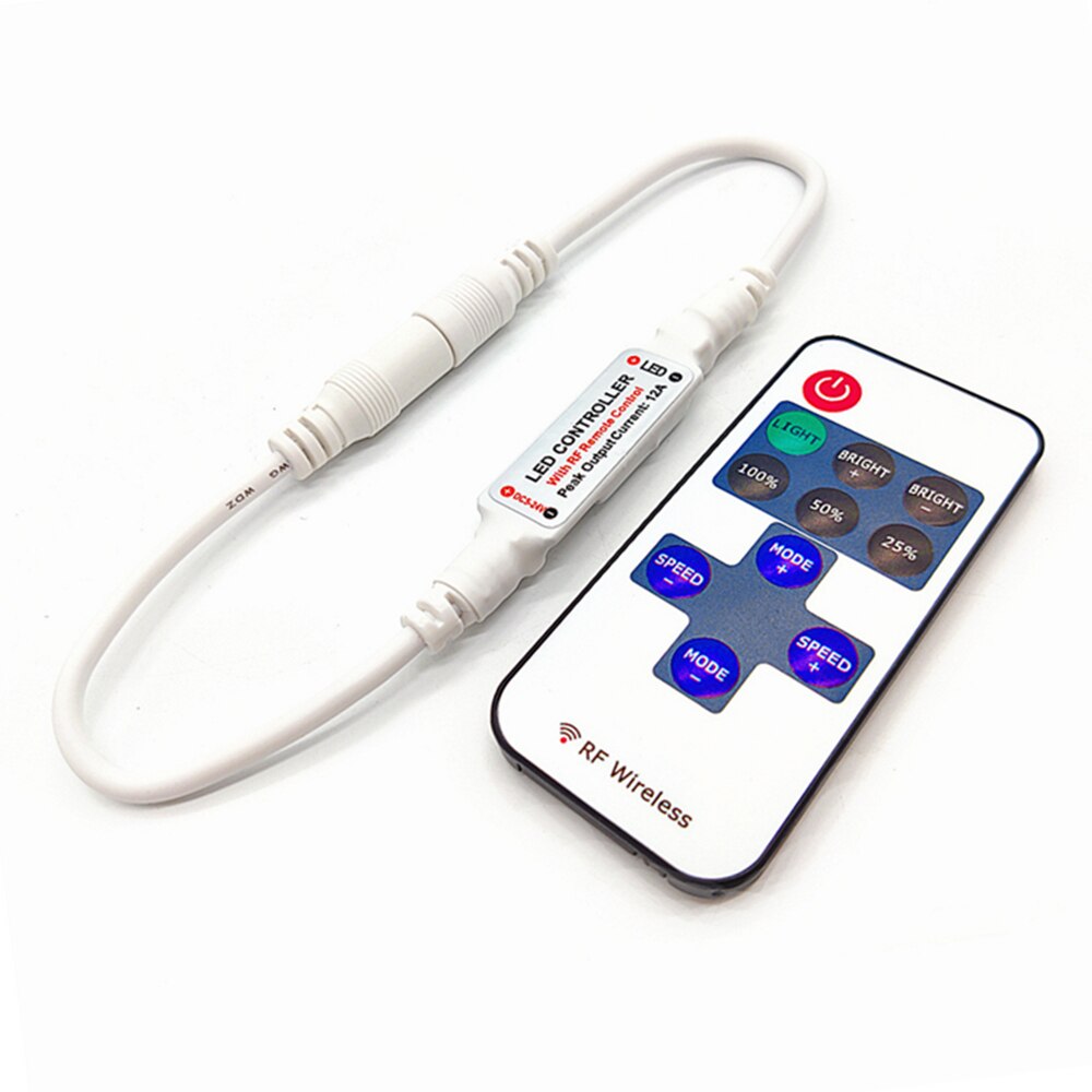 Mini 11 key LED Controller DC 12V Led Strip Controller Dimmer Wireless RF Remote to Control Single Color Strip Lighting