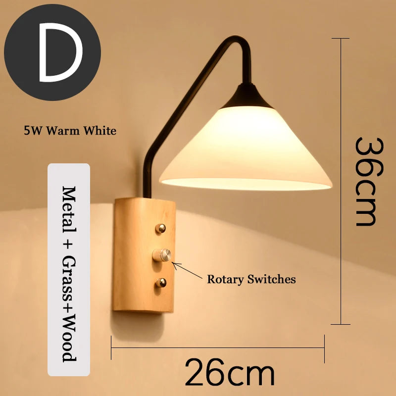 American Classic Fabric Wall Lamp Nordic Retro Led Bedside Light Indoor Bedroom living room sofa Corridor Stairs Decors Sconce