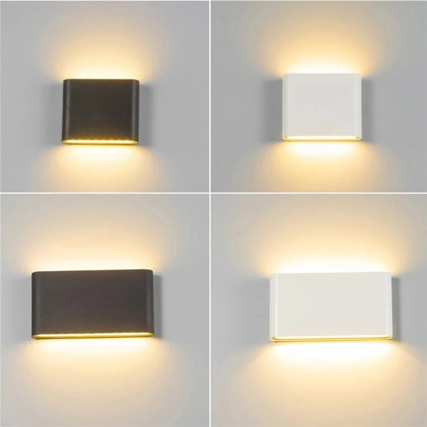 Black LED Wall Lamp (6W/12W) - Up & Down Outdoor/Indoor Modern Sconce Light Fixture for Garden, Corridor, Aisle & Terrace Decor