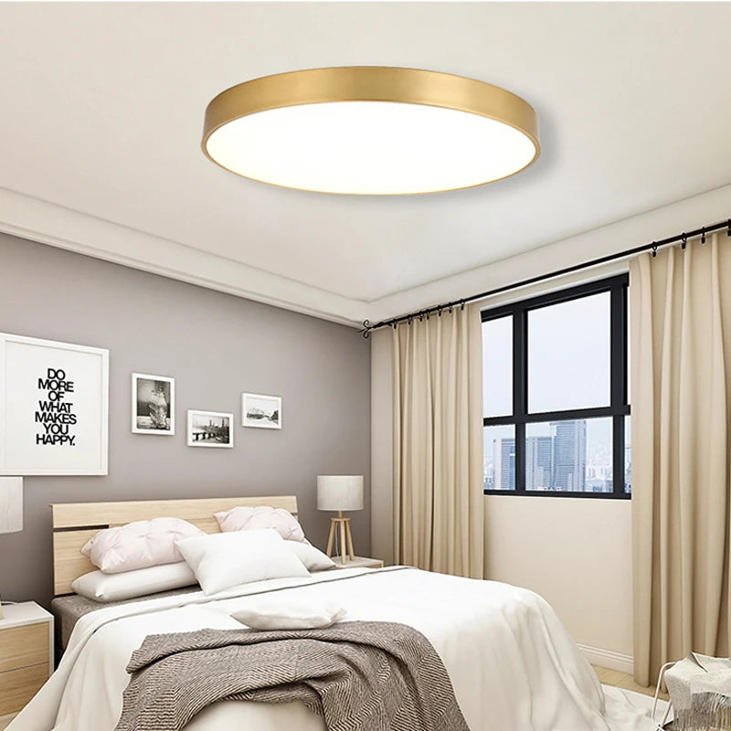 Ultra-thin LED ceiling lamp gold lamp surface installation living room bedroom remote home decoration lighting