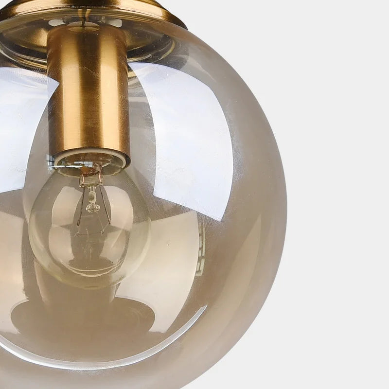 Amber Smoke Gray Clear Glass Pendant Lamp LED Hanging Light for Dining Room Table Kicthen Island Bedroom Bedside Lighting