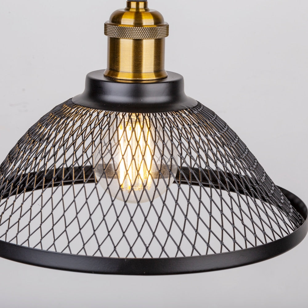 Vintage Retro Black Iron Net-Cage Kitchen Pendant Light E27 LED Hang lamp Fixture For Bedroom Living Room Restaurant