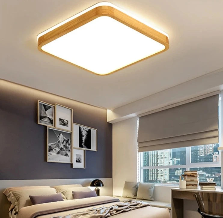 Modern Real Wooden LED Ceiling Lights For Bedroom Aisle Kitchen Dining Living Study Room Wardrobe Foyer Indoor Warm Home Lamps
