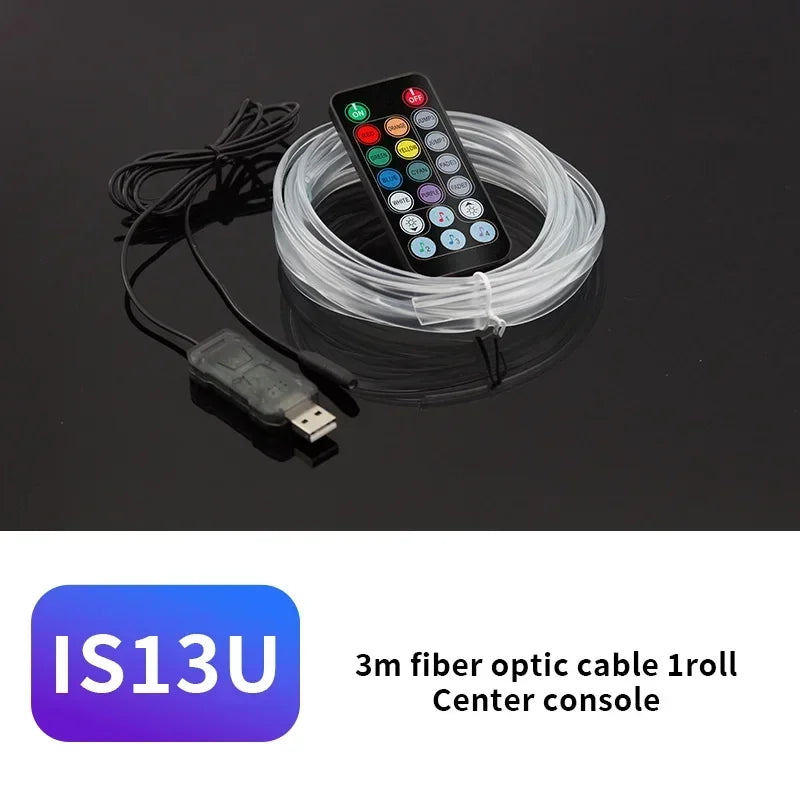 3M Car Interior LED Decorative Lamp - EL Wiring Neon Strip for Auto DIY