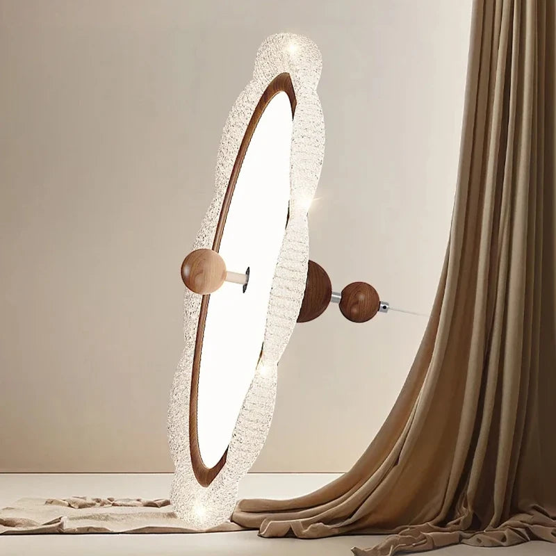 Nordic Modern Walnut Wood Grain Pendant Light - Dimmable LED Chandelier