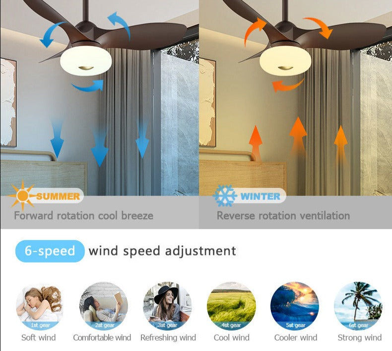 New Nordic bedroom fan light ultra-thin frequency conversion mute restaurant ceiling fan light children's room bedroom fan lamp