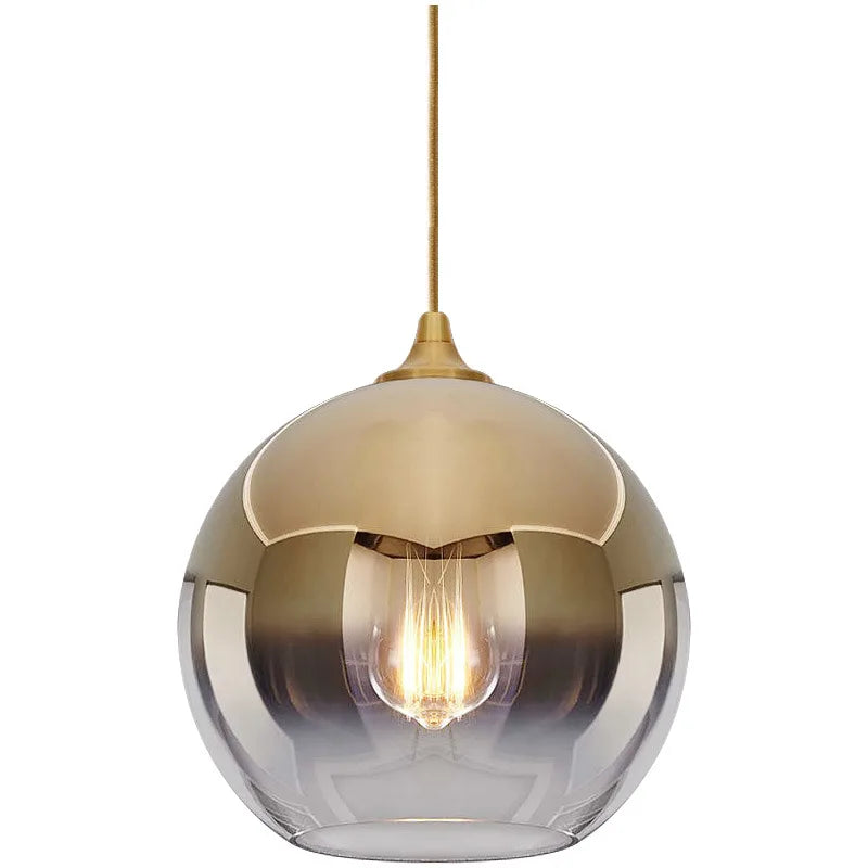 Modern Gold Silver Glass Ball Pendant Light Lighting for Living Dining Meeting Room Bedroom Bar Indoor Decoration Hanging Lamps