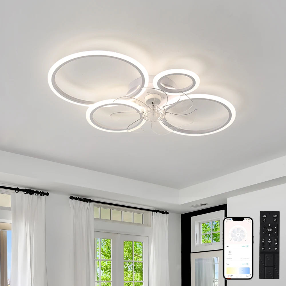 Modern LED Ceiling Fan with Light - Low Noise Chandelier for Bedroom & Kitchen
