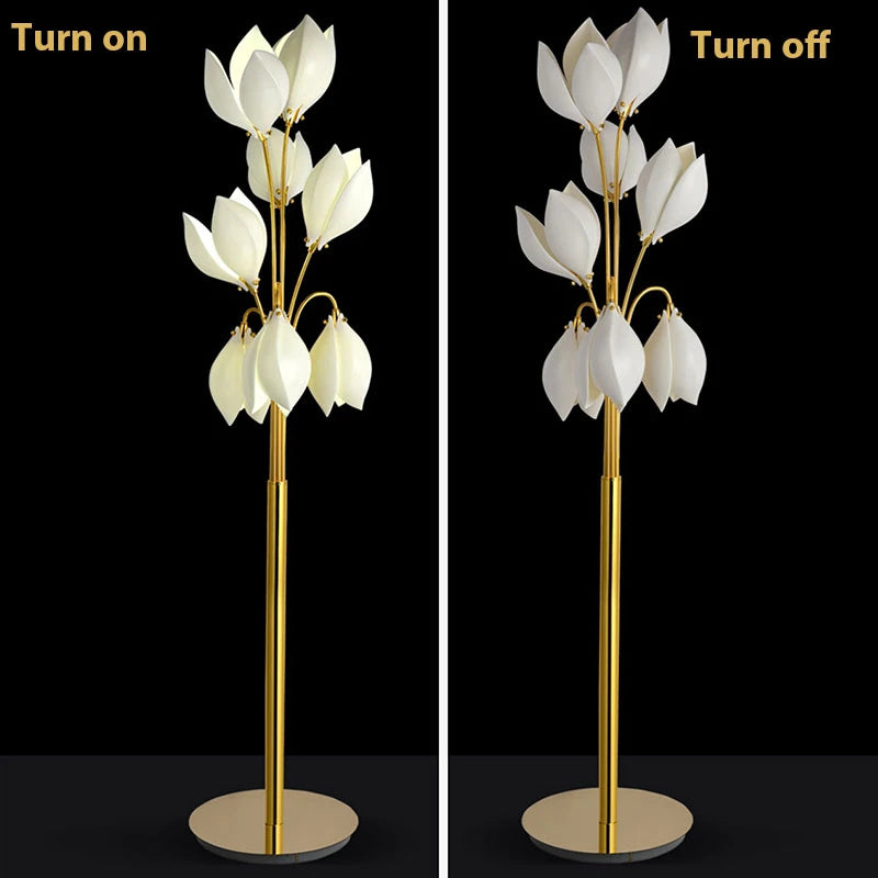 Post-modern Ceramic Magnolia Led Floor Lamp Indoor Home Decors Standing Lamps for Living Dining Room Bedroom Lamp Table Light