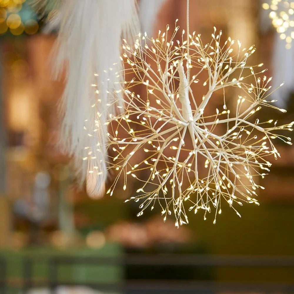 12.9in 192LED Hanging Chandelier Dandelion Light for Living Room E26/E27 Firework Fairy Light for Outdoor Indoor