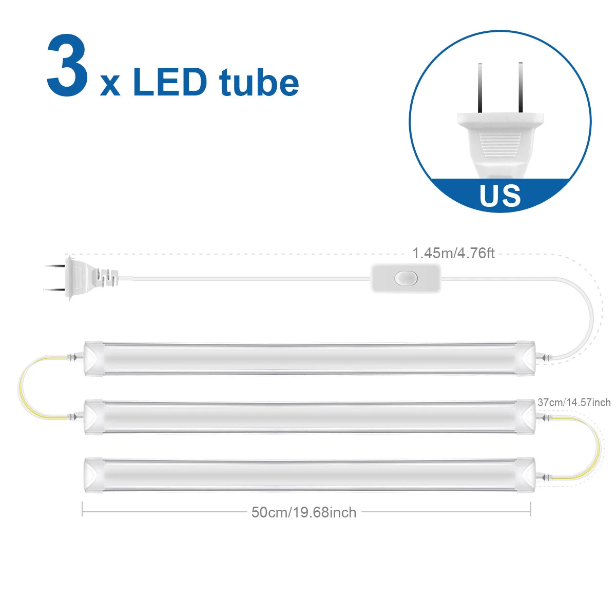 50cm LED Tube Light Bar (T5 15W / T8 25W) - Under Cabinet, Kitchen Wall Lamp & Fluorescent Tube Replacement