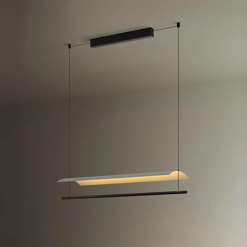 Modern WabiSabi Pendant Light Minimalist Long Strip Hanging Lamp Eave Acrylic Chandelier For Dining Living Room Office Kitchen