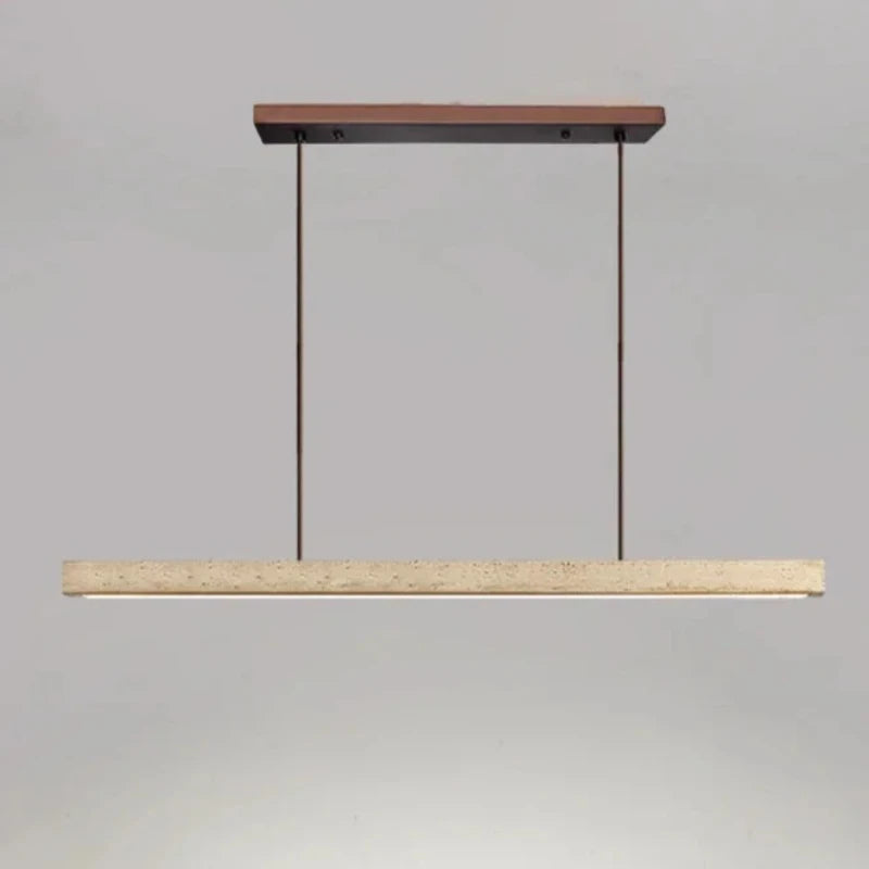Japanese Wabi Sabi Stone Long Strip Chandelier One Line Down light Restaurant Living Room Office Study Table Light Fixture Wood