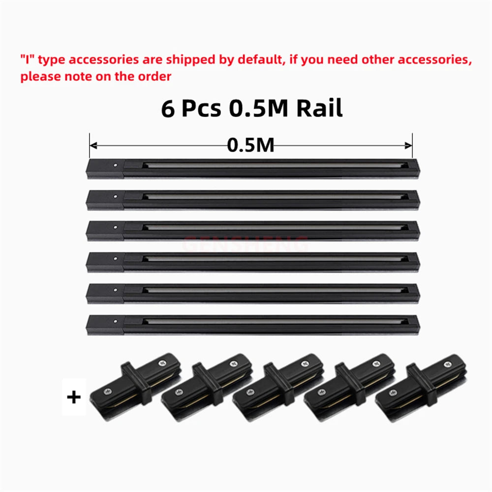 LED Track Light Rail 0.5M 1M Black White Aluminum 2 Wire System Track Light Series Universal Track for Ceiling Spot Lamps