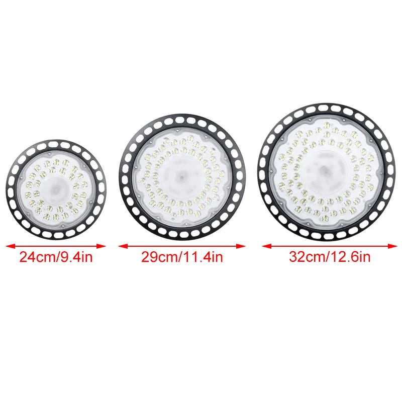 LED High Bay Light (200W/300W/500W) AC180-260V - High Brightness 6500K Industrial Workshop, Warehouse & Garage Ceiling Lamp