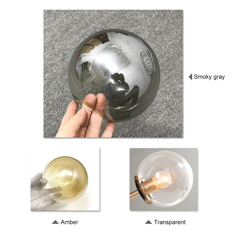 Modern Glass Ball Lampshade Led Chandelier Bedside Pendant Lighting Dining Room Hanging Lamp Restaurant Decor Suspension Lustre