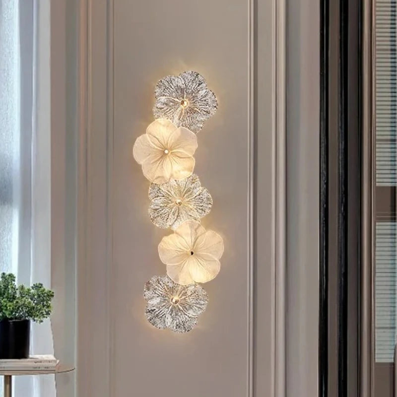 French Light Luxury Living Room Wall Light 2025 New Background Wall Decorative Light Bedroom Creative Flower Bedside Lamp