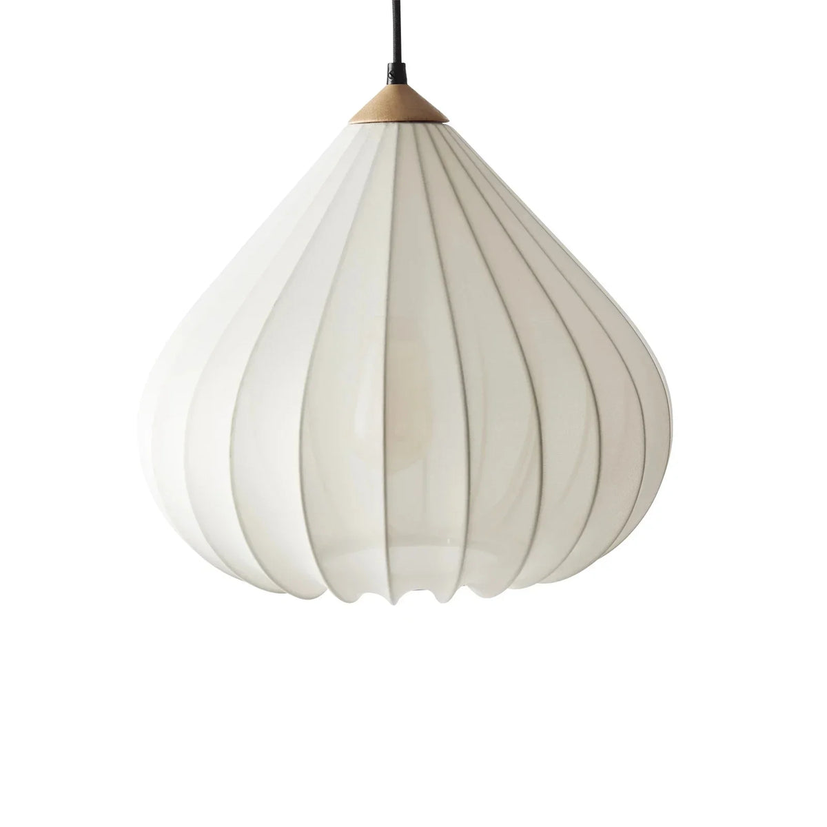 French Minimalist Onion-Shape Fabric Pendant Light - Wabi-Sabi Cloth Shade Ceiling Lamp Fixture for Living Room, Bedroom, Cafe & Kitchen