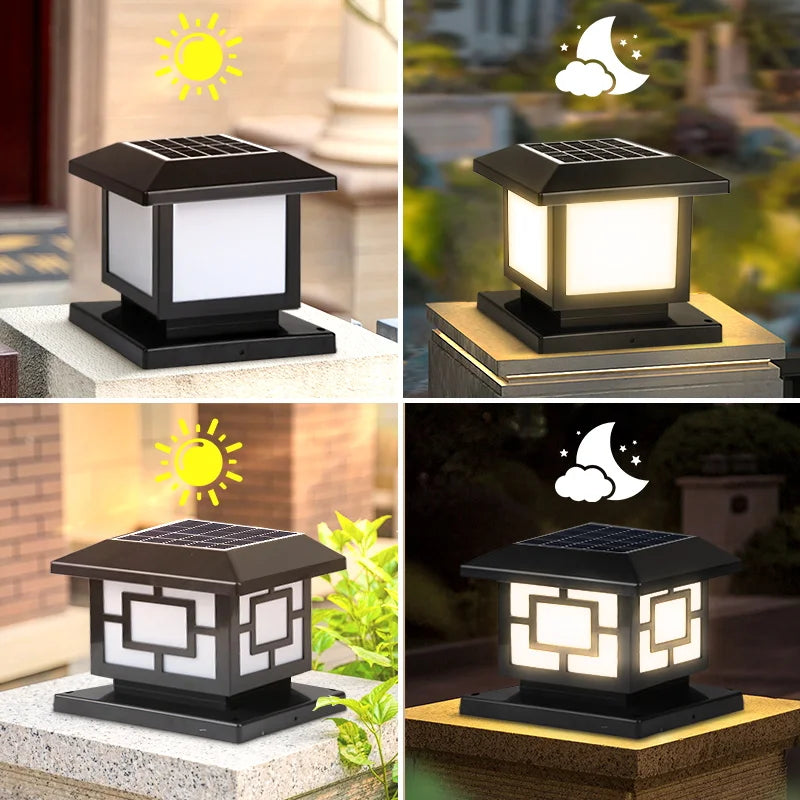 Outdoor LED Solar Column Light - Waterproof Dimmable Garden Pillar Lamp