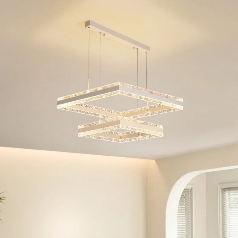 Nordic Geometric Glass LED Chandelier - Modern Pendant Lamp for Living Room