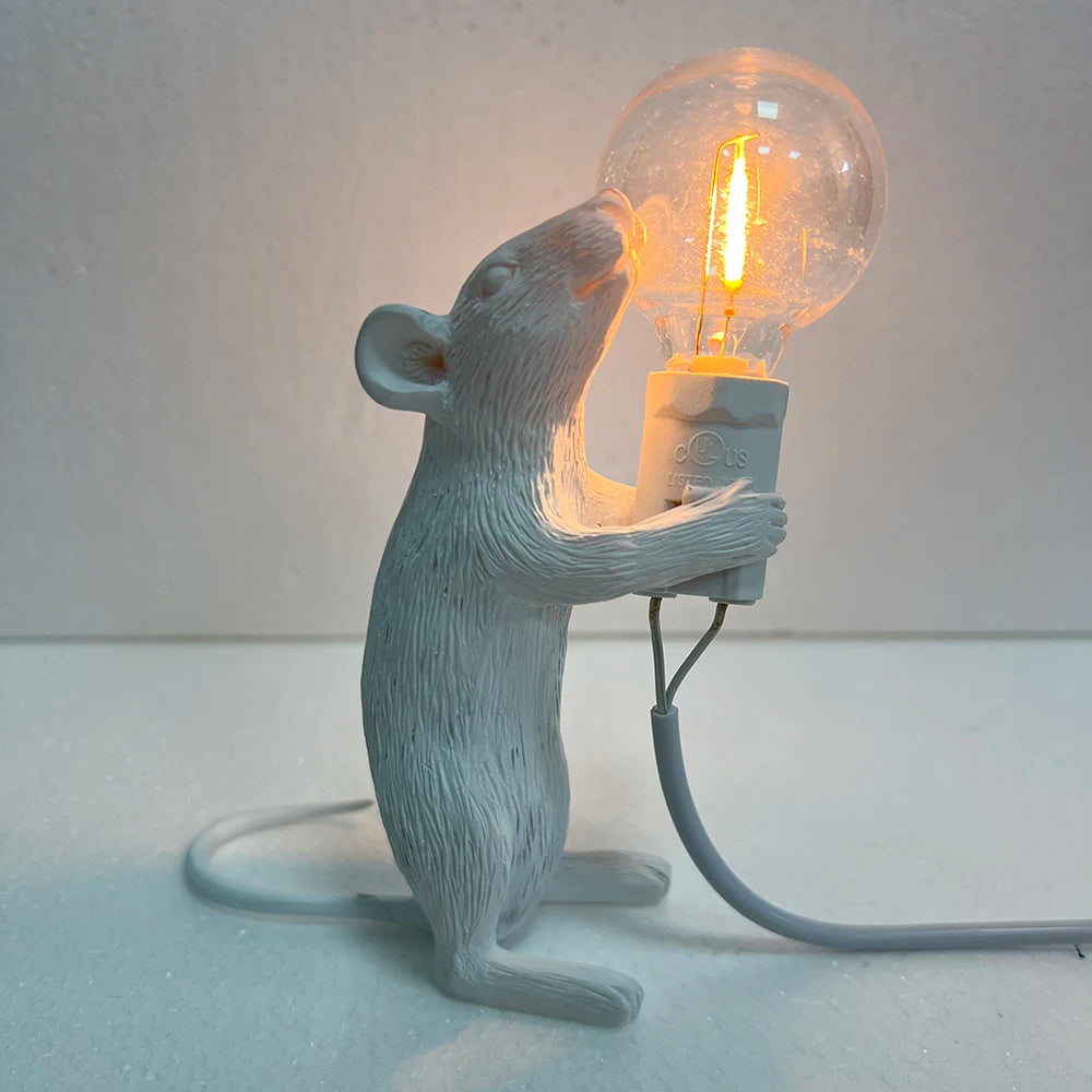 Modern Resin Animal Table Lamp - Mouse, Cat & Squirrel LED Night Light