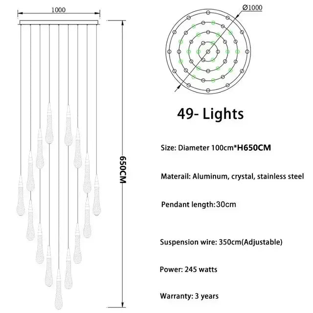 2025 New Modern LED Crystal Pendant Light Lustre Restaurant Bar Composite Staircase Light Living Room Home Decoration Lighting