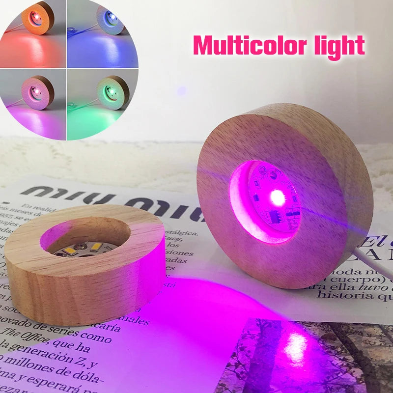 Wood Light Base Rechargeable Remote Control Wooden LED Light Rotating Display Stand Lamp Holder Lamp Base Art Ornament New