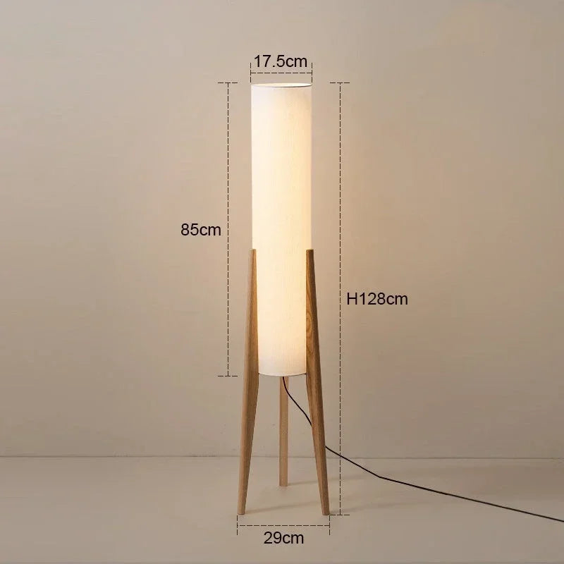 Wabi Sabi Japan Floor Lamp Restaurant Teahouse Living Room Fabric Stand Lamp Solid Wood Floor Light for Room Decor Fixture LED