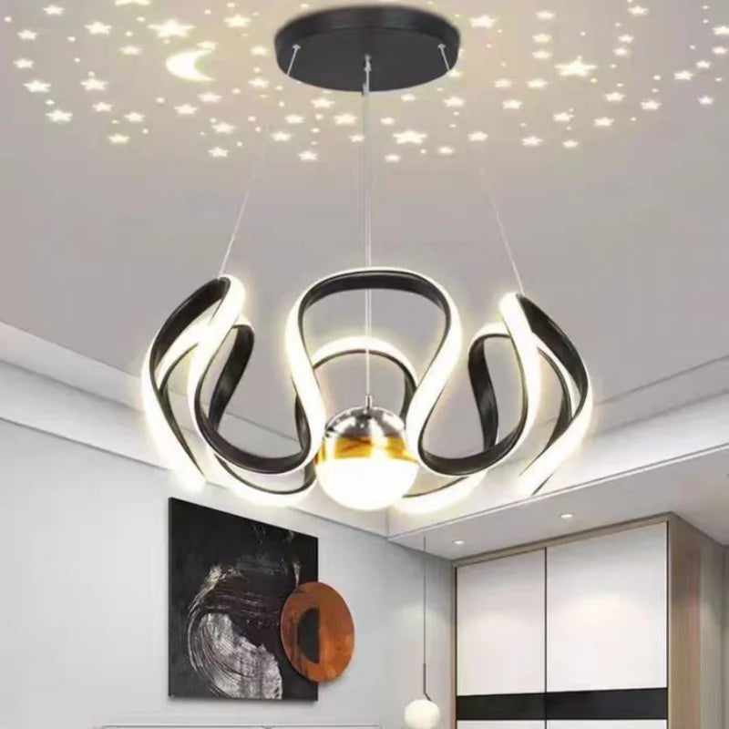 2026 New Nordic Starry Sky LED Chandelier - Creative Pendant Lamp for Living Room