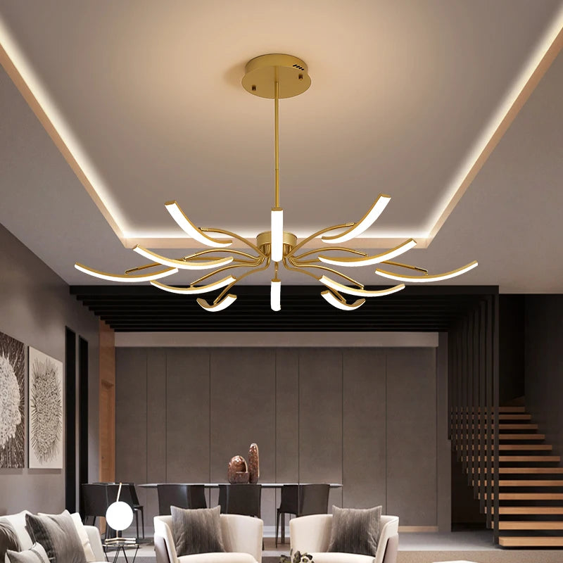 Modern Matte Finished Chandelier for Living Room Decoration Kitchen Bedroom Study Adjustable Light Decorative Led Ceiling Lamps