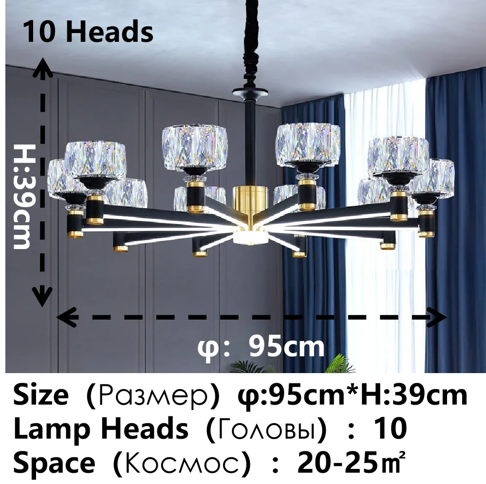 Modern Crystal Glass Ceiling Chandelier LED Pendant Lights Home Decorative for Living Room Bedroom Kitchen Dining Room Indoor