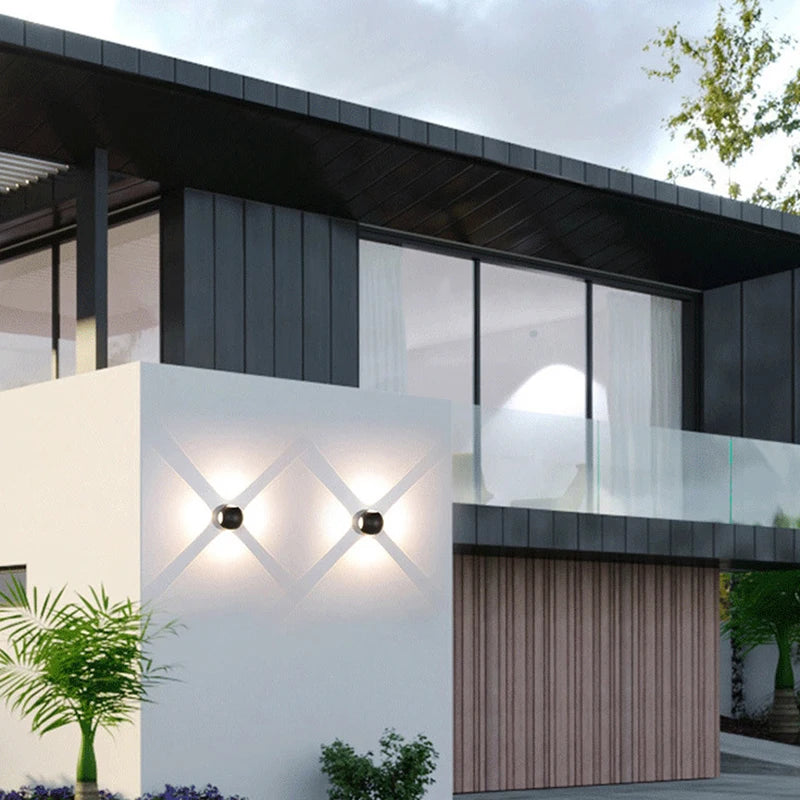 Outdoor Waterproof Up and Down LED Wall Lamp - Modern Aluminum Exterior Sconce Light Fixture for Courtyard, Balcony, Porch & House Facade