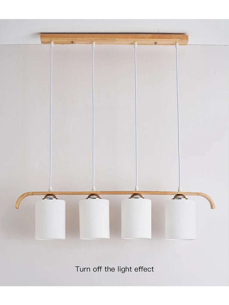 Nordic Dining Room Chandelier Indoor Lighting Led Pendent Lamp For Kitchen Bar Wooden Ceiling Hanging Light Glass Ball Decorate