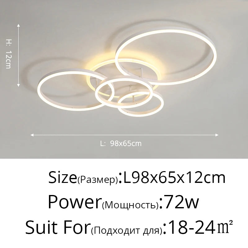 Modern Round Design Ceiling Lights For Living Room Bedroom Gold White Coffee Painted Circle Rings Lighting Fixtures Luminaire