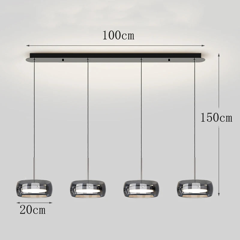 LED Italian minimalist restaurant pendant light, high-end glass dining table bar, desk lamp, modern island dining room lighting