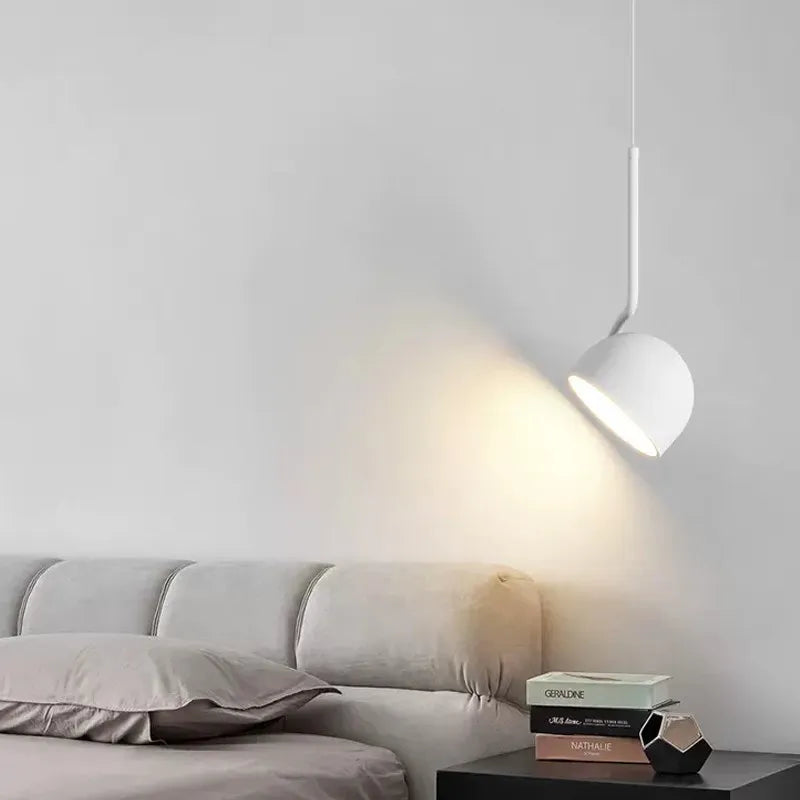 Nordic LED Pendant Light Minimalist Black White Spoon Iron Hanging Lamp Bedroom Living Rooms Study Office Illumination Luminaire