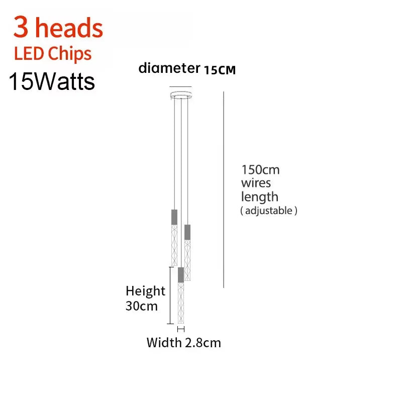 Luxury K9 Crystal LED Pendant Light - Customizable Duplex Staircase Hanging Chandelier Lamp for Living Room, Bedroom, Hotel & Shop