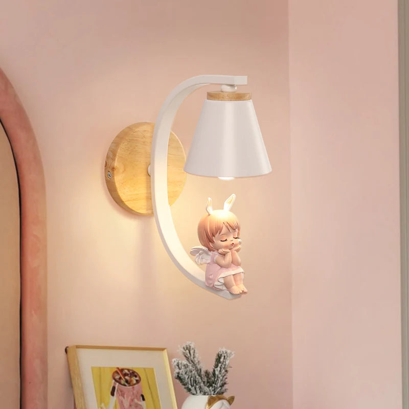 kindergarten cartoon Wall Lamps bedroom Led wall fixture lighting Wood E14 Down Iron Resin children light Bathroom mirror Light