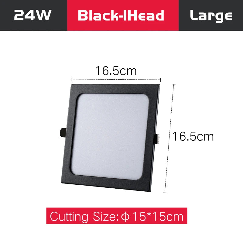 Ultra-Thin Square LED Recessed Downlight - 9W 12W 24W Ceiling Grille Panel