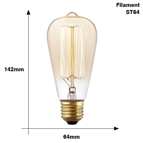 Retro Edison Light Bulb E27 220V 40W ST64 G80 G95 T10 T45 T185 A19 A60 Filament Incandescent Ampoule Bulbs Vintage Edison Lamp
