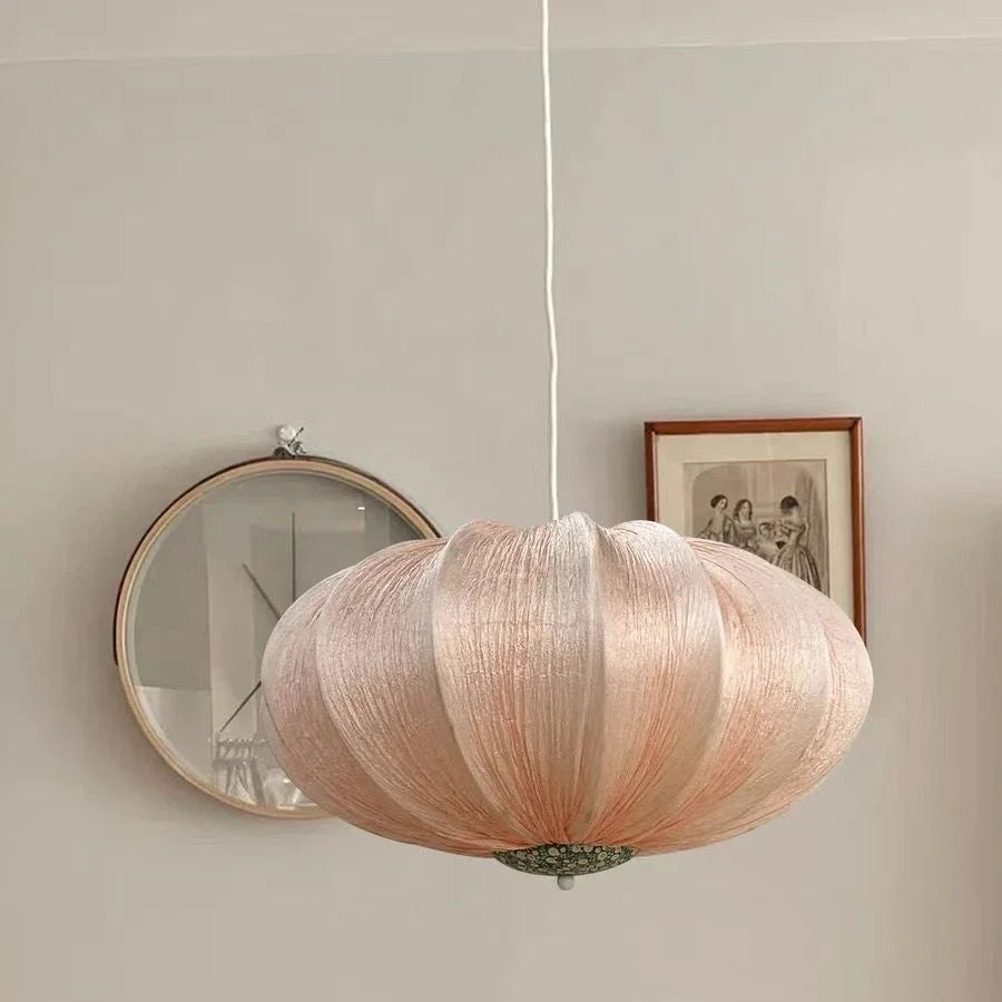 Handmade Wabi-Sabi Cloth Pendant Light - Japanese Nordic Cream Style Fabric Ceiling Chandelier Lamp Fixture for Apartment Living & Dining Room