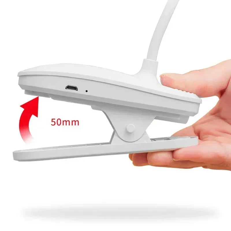 Flexible Foldable Led Rechargeable Desk Lamp With Clip Reading Book Night Light LED Touch 3 Modes Dimming Eye Protection Light