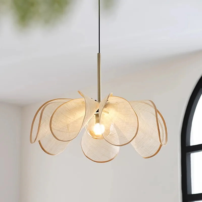 New Chinese Style Handmade Chandelier Restaurant Hotel Banquet Hall Fabric Pendant Lamp Homestay Zen Tea Room Lighting Fixture